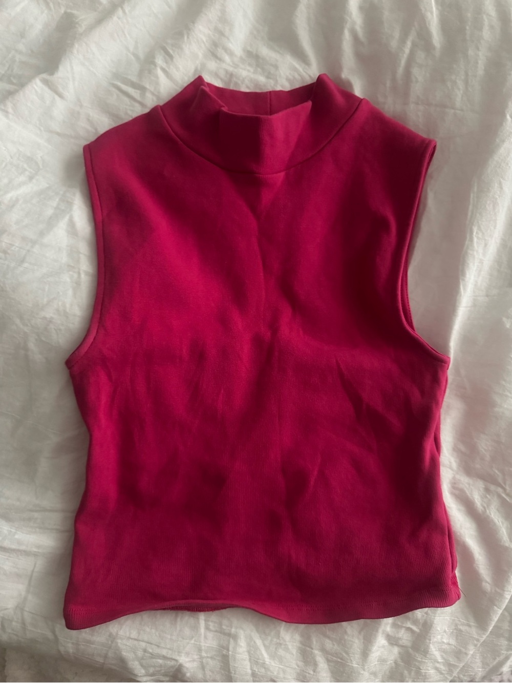 Sleeveless Mock Neck Tank Top - Pink